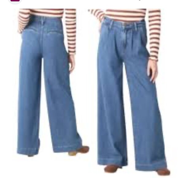 A.N.A women's Plus high-Rise pleated Wide Leg Jean, Med Indigo stone, Size 16 - Picture 1 of 5
